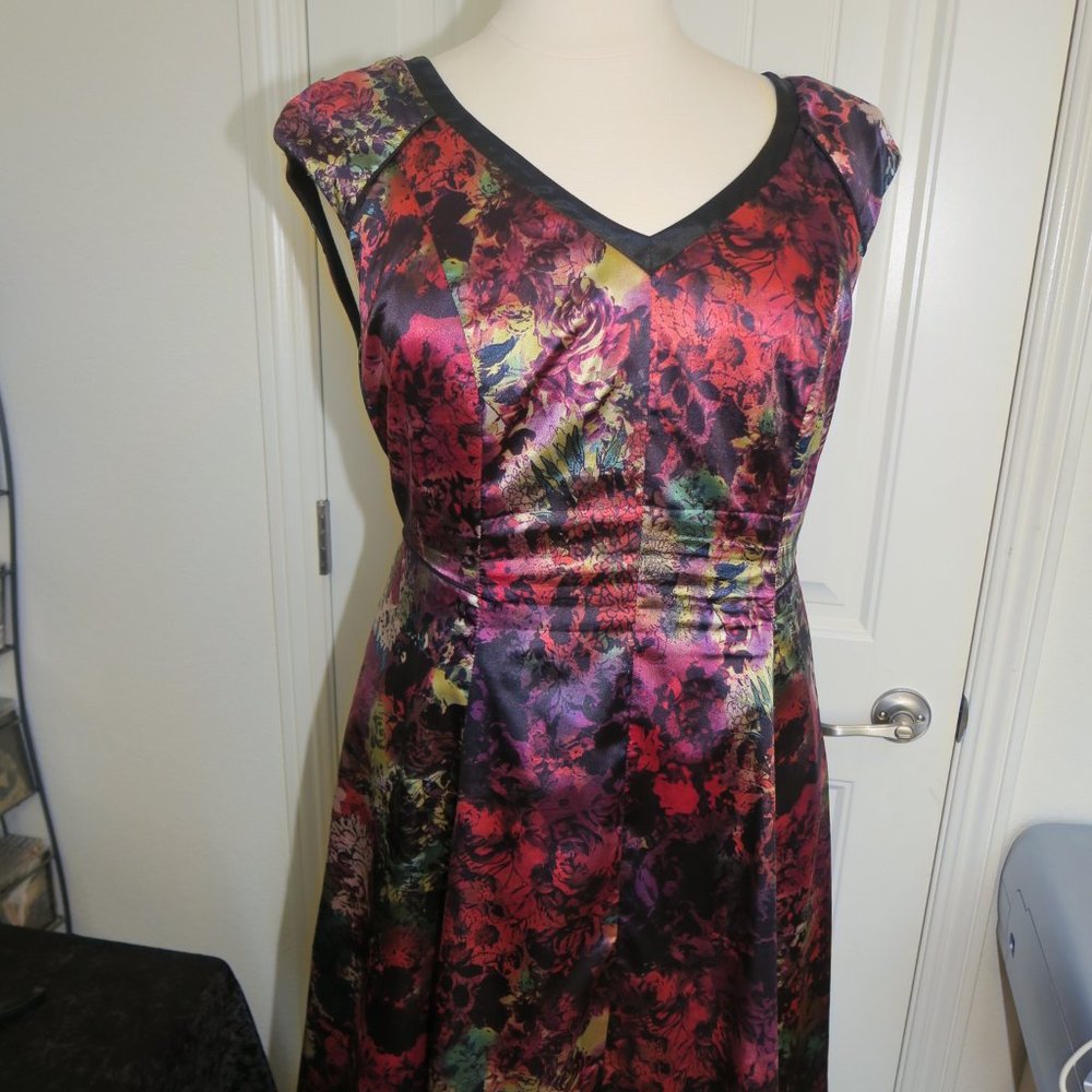 ABS Satin Muted Floral Dress